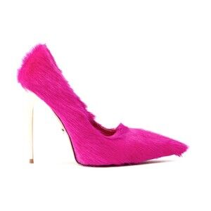 Azalea Wang Romee Fuchsia Pony Hair Stiletto Pumps Pink Fur Heels Women 9